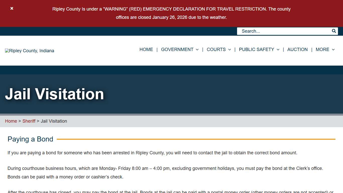 Jail Visitation Ripley County, Indiana